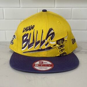 VTG New Era Chicago Bulls Hat HWC Windy City Yellow Purple Cap SnapBack M/L NBA